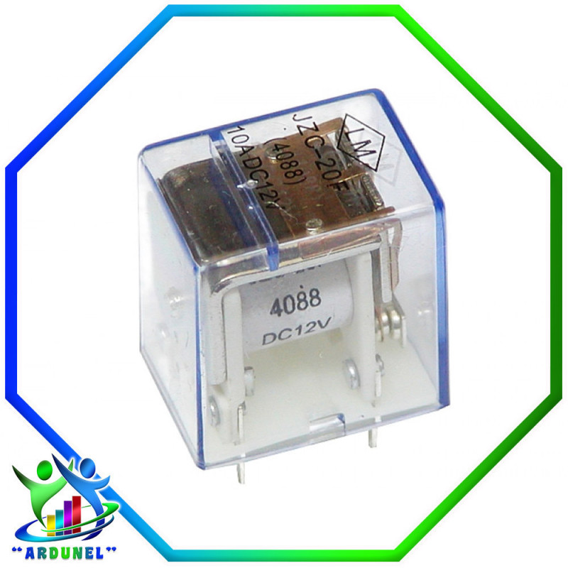 RELAY TRANSPARENTE JZC-20F 12VDC 10A 5Pin 4088