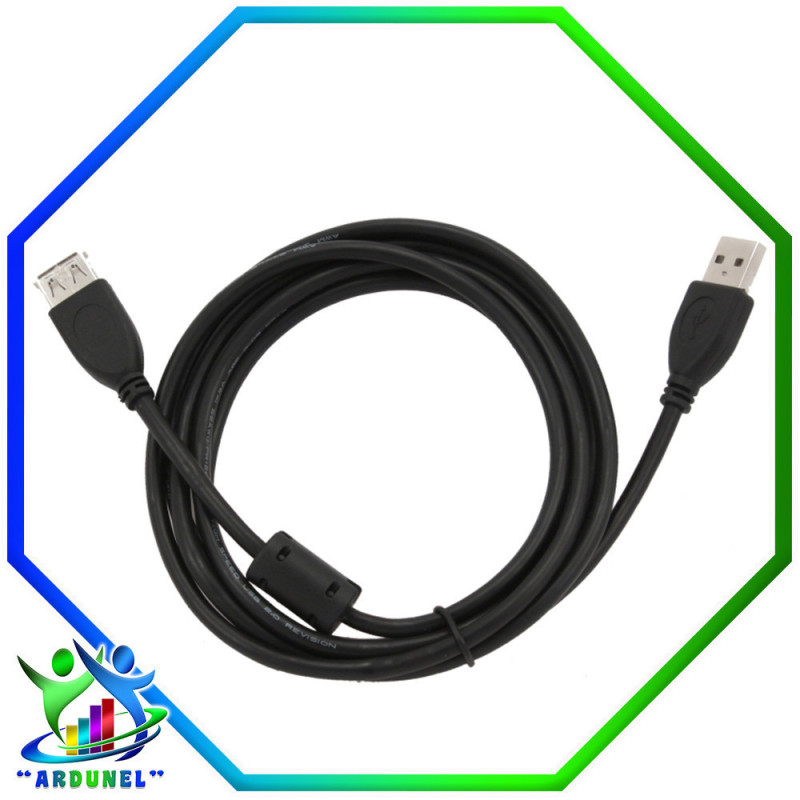 CABLE USB 2,0 AM/AF 1,8MTS. NEGRO C/FILTRO