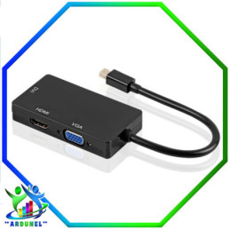 ADAPTADOR CABLE MINI DISPLAY PORT A VGA+DVI+HDMI NEGRO