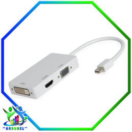 ADAPTADOR CABLE MINI DISPLAY PORT A VGA+DVI+HDMI BLANCO ROWLAND