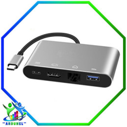 CABLE ADAP. 4 EN 1 USB C/RJ45+HDMI+USB 3.0+USB-C