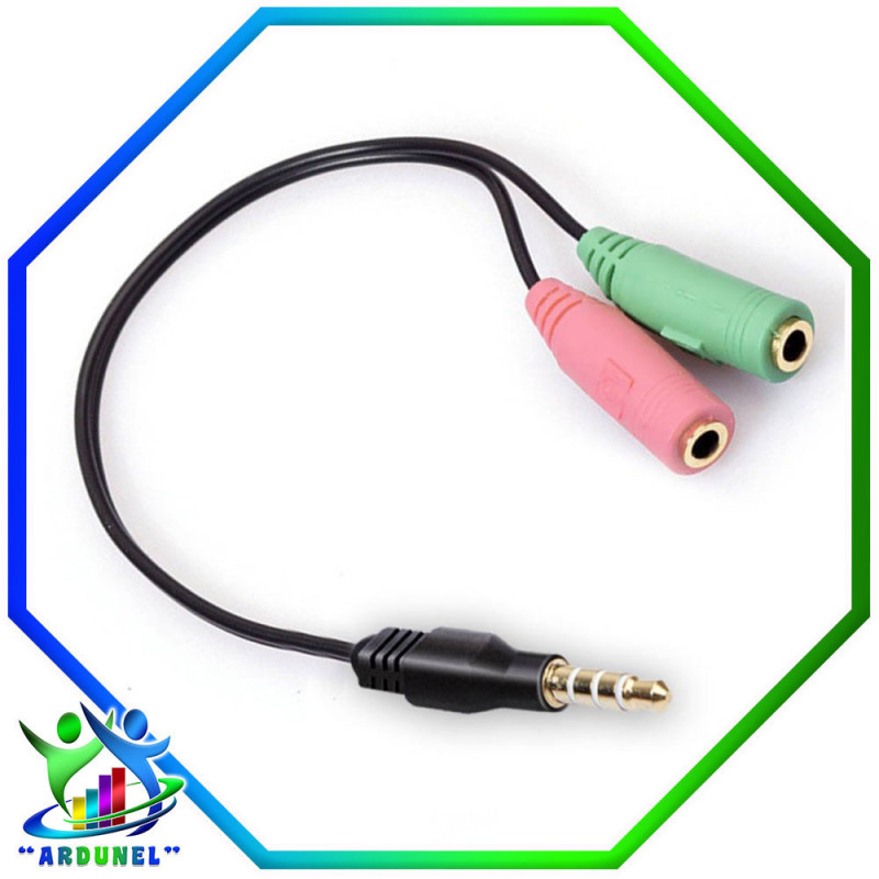 CABLE ADAP. 3.5MM 4C PLUG A 2X3.5MM JACK HEMBRA 19CM