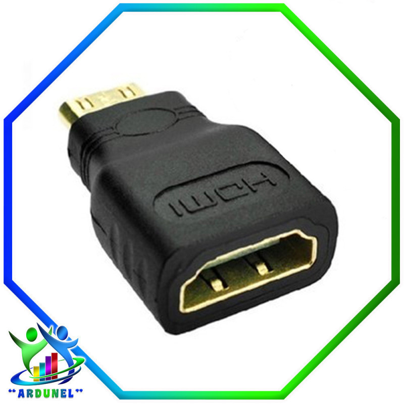 ADAPTADOR MINI HDMI MACHO A HDMI HEMBRA NEGRO