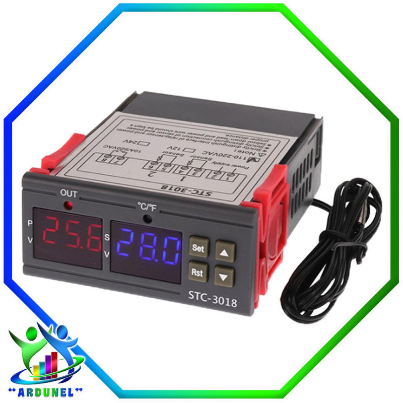 CONTROLADOR STC-3018 DC12V DE TEMPERATURA DOBLE AJUSTABLE