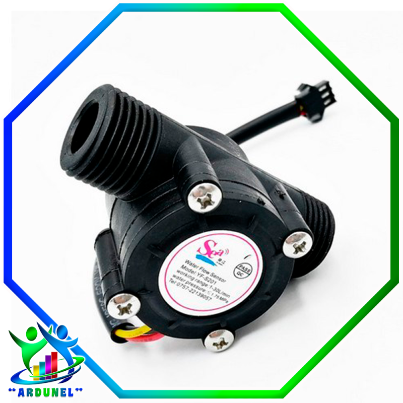 SENSOR DE FLUJO YF-S201B DE AGUA G1/2 1-30L/MIN 5-15V