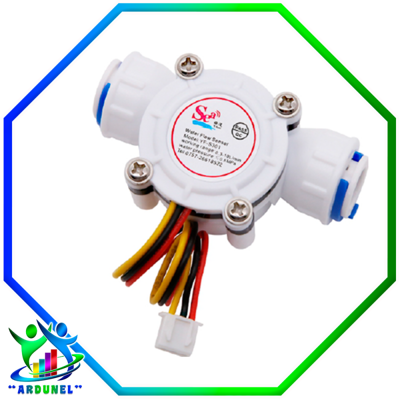 SENSOR DE FLUJO YFS301 DE AGUA 0.3-10L/MIN 5-18V