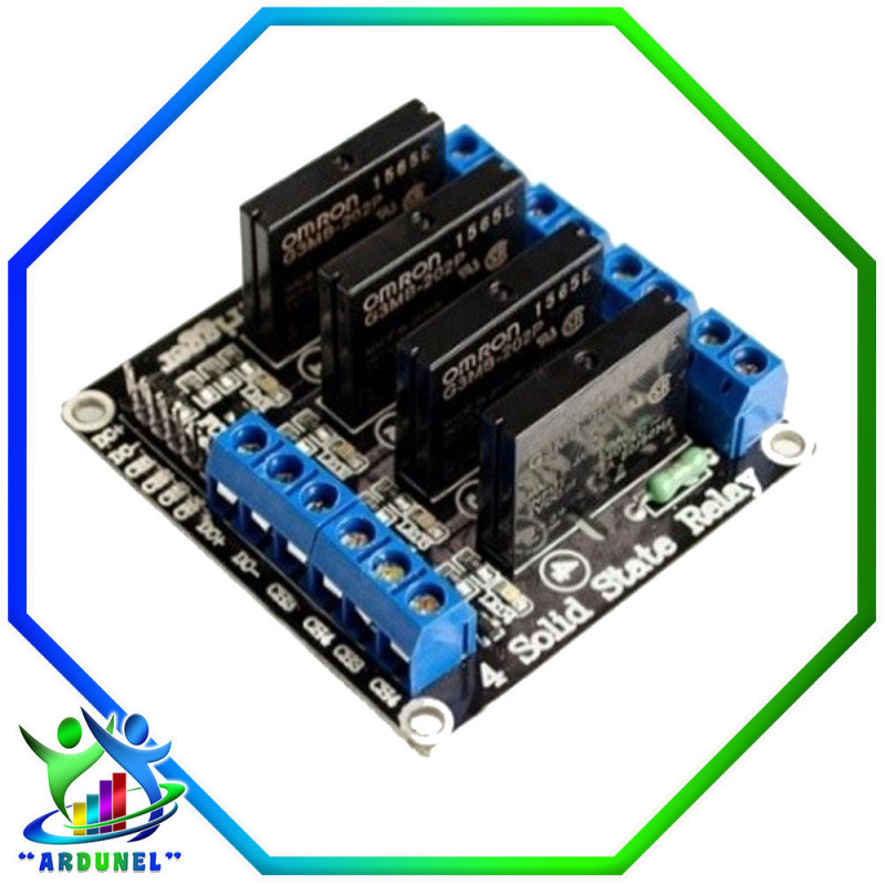 MÓDULO RELE DE ESTADO SÓLIDO DE 4 CANALES 5V CON FUSIBLE SSR 250V 2A