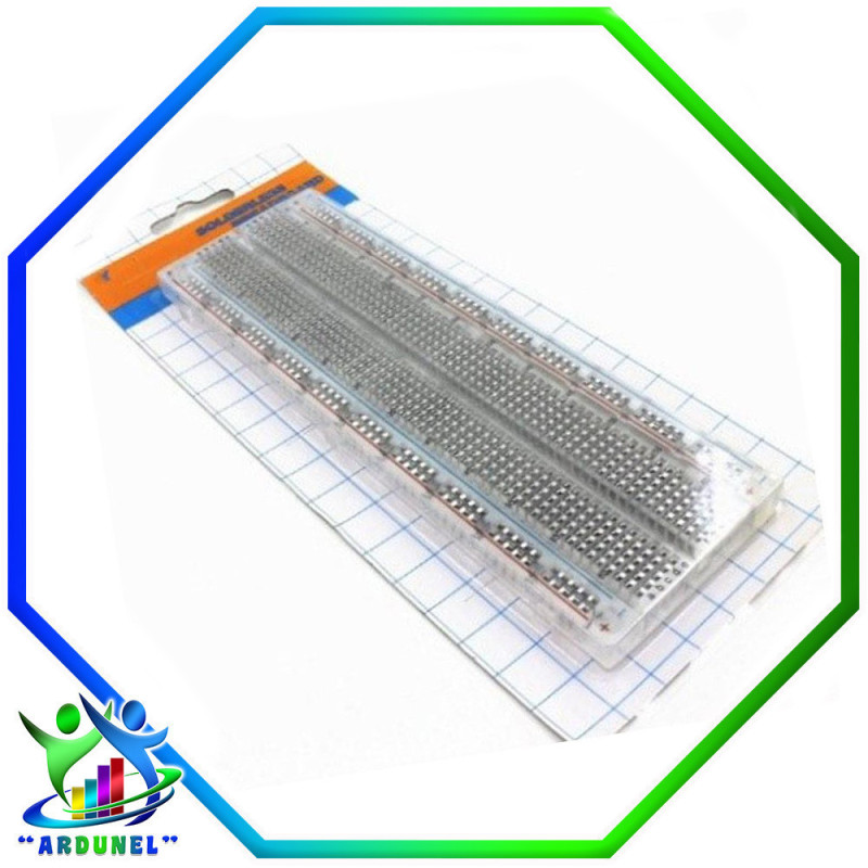 PROTOBOARD TRANSPARENTE SOLDERLESS DE 830 PTS. ALTA CALIDAD