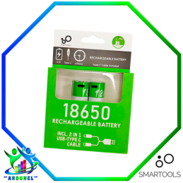 BATERÍA 18650 3.7V  2000mAh  LI-ION RECARGABLE USB TIPO C (PAR)