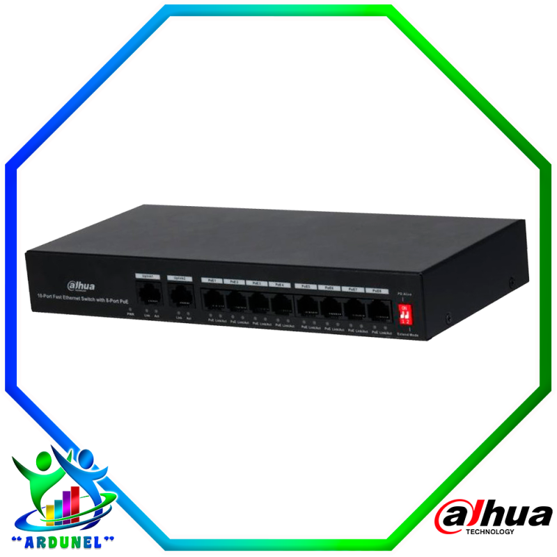 SWITCH POE FAST ETHERNET 10 PUERTOS 8 SON POE