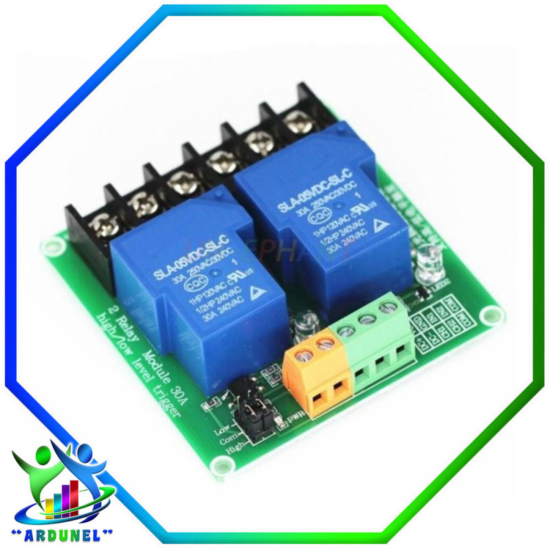 MODULO RELAY 2 CANALES 5V 30A HIGH/LOW