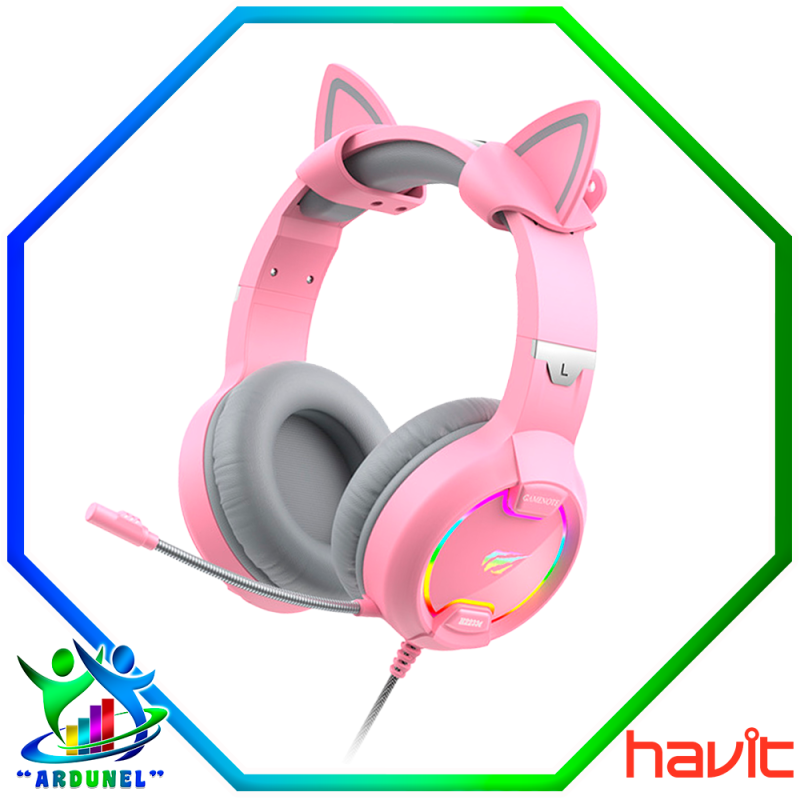 AUDIFONOS GAMER ROSA CON OREJAS DE GATO