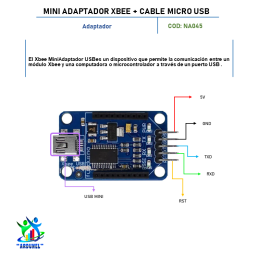 MINI ADAPTADOR XBEE + CABLE MICRO-USB