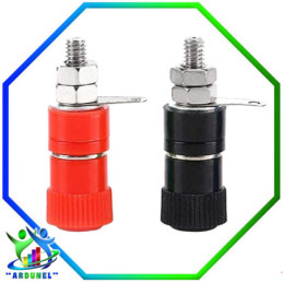 CONECTOR BANANA HEMBRA LARGO 4MM ROJO y NEGRO