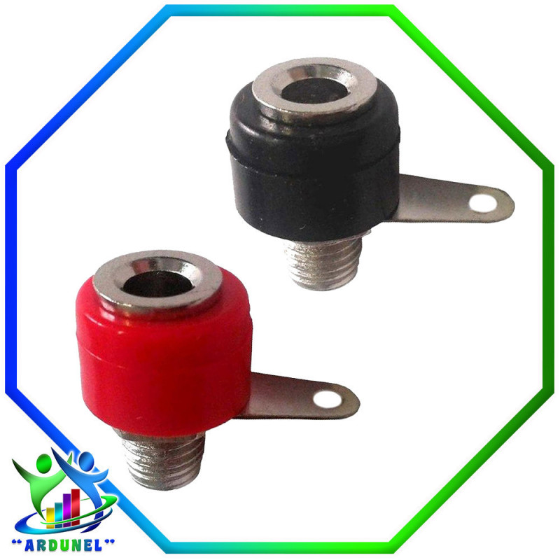 CONECTOR BANANA HEMBRA CORTO 4MM ROJO+NEGRO