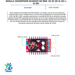 MODULO CONVERTIDOR DE BOOST DE 150W, DC DC DE 10-32V A 12-35V