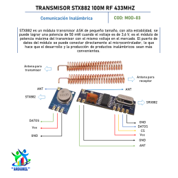 KIT MÓDULO FR 433MHZ TRANSMISOR STX882 100M