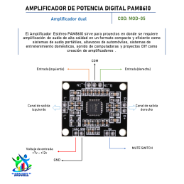 MODULO AMPLIFICADOR DE POTENCIA DIGITAL PAM8610 ESTÉREO DE DOBLE CANAL 2X15W