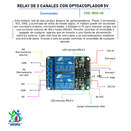 MODULO RELAY DE 2 CANALES [5V] CON OPTO ACOPLADOR