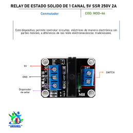 MÓDULO RELE DE ESTADO SÓLIDO DE UN CANAL 5V CON FUSIBLE SSR 250V 2A