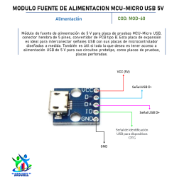 MÓDULO FUENTE DE ALIMENTACIÓN MCU-MICRO USB 5V