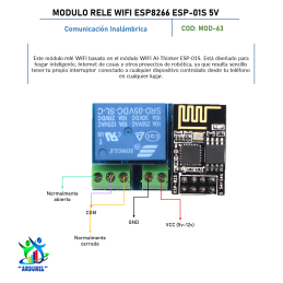 MÓDULO SHIELD RELÉ WIFI ESP8266 ESP-01S 5V (NO INCLUYE ESP8266)