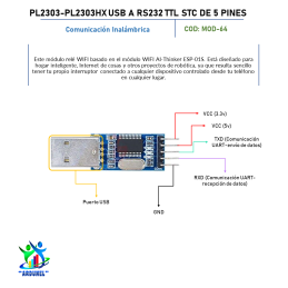 MÓDULO PL2303 PL2303HX USB A RS232 TTL STC DE 5 PINES