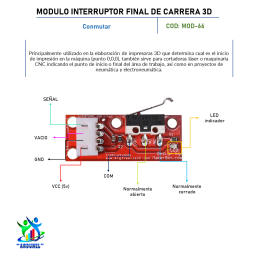 MODULO INTERRUPTOR FINAL DE CARRERA 3D ENDSTOP MECÁNICO REPRAP 1.4