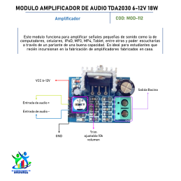 MODULO AMPLIFICADOR DE AUDIO TDA2030 6-12V 18W