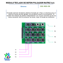 MODULO TECLADO DE BOTON PULSADOR MATRIZ 4X4