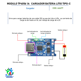 MODULO TP4056 1A CARGADOR BATERIA LITIO TIPOC