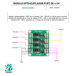 MODULO OPTOACOPLADOR PC817 DE 4 CANALES