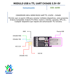 MODULO USB A TTL UART CH340G 3.3V 5V