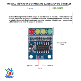 MODULO INDICADOR DE CARGA DE BATERIA 12V DE 4 NIVELES