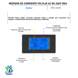 MEDIDOR DE CORRIENTE VOLTAJE AC 80-260V 100A