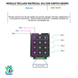 MODULO TECLADO MATRICIAL 3X4 CON SWITCH NEGRO