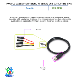 MODULO CABLE FTDI FT232RL 5V SERIAL USB A TTL FT232 6PIN