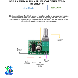 PAM8403 MINI AMPLIFICADOR DIGITAL 5V CON INTERRUPTOR