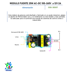 MODULO FUENTE 25W AC-DC 100-265V a 12V 2A