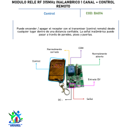 MÓDULO RELE RF 315MHZ INALÁMBRICO 1 CANAL + CONTROL REMOTO