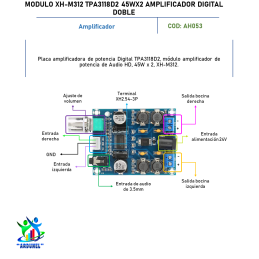 MODULO XH-M312 TPA3118D2 45W*2 AMPLIFICADOR DIGITAL DOBLE