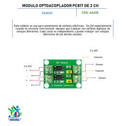 MODULO OPTOACOPLADOR PC817 DE 2 CANALES