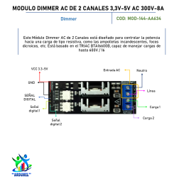 MÓDULO DIMMER AC DE 2 CANALES 3,3V/5V AC 300V-8A