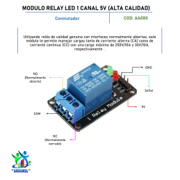 MODULO RELAY LED 1 CANAL 5V (ALTA CALIDAD)