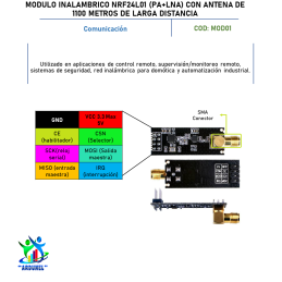 MÓDULO INALÁMBRICO NRF24L01 (PA + LNA ) CON ANTENA DE 1100 METROS DE LARGA DISTANCIA