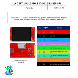 LCD TFT 2,4 PULGADAS 240X320 PIXEL ILI9341 SPI