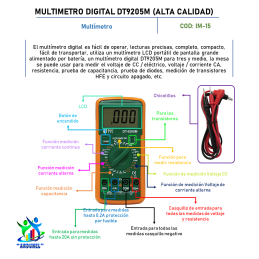 MULTÍMETRO DIGITAL DT9205M (ALTA CALIDAD)