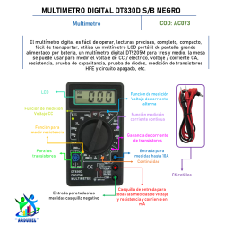 MULTÍMETRO DIGITAL DT830D S/B NEGRO