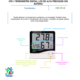 HTC-1 TERMÓMETRO DIGITAL LCD DE ALTA PRECISIÓN S/BATERIA