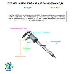 VERNIER DIGITAL FIBRA DE CARBONO 1-150MM S/BATERIA